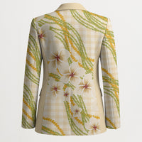Melemele Ahiahia Hawai'i Palaka Plumeria Blazer Puakenikeni and Maile Lei