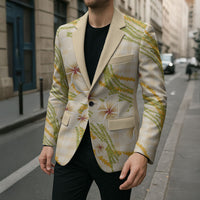 Melemele Ahiahia Hawai'i Palaka Plumeria Blazer Puakenikeni and Maile Lei