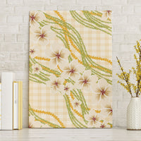 Melemele Ahiahia Hawai'i Palaka Plumeria Canvas Wall Art Puakenikeni and Maile Lei
