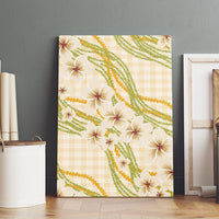Melemele Ahiahia Hawai'i Palaka Plumeria Canvas Wall Art Puakenikeni and Maile Lei
