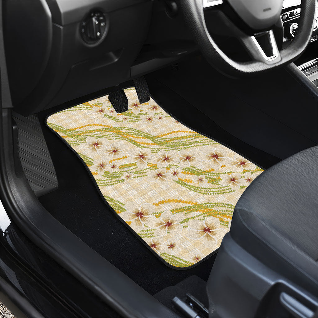 Melemele Ahiahia Hawai'i Palaka Plumeria Car Mats Puakenikeni and Maile Lei