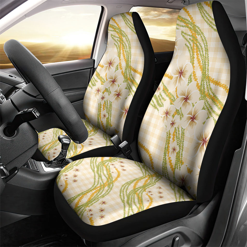 Melemele Ahiahia Hawai'i Palaka Plumeria Car Seat Cover Puakenikeni and Maile Lei
