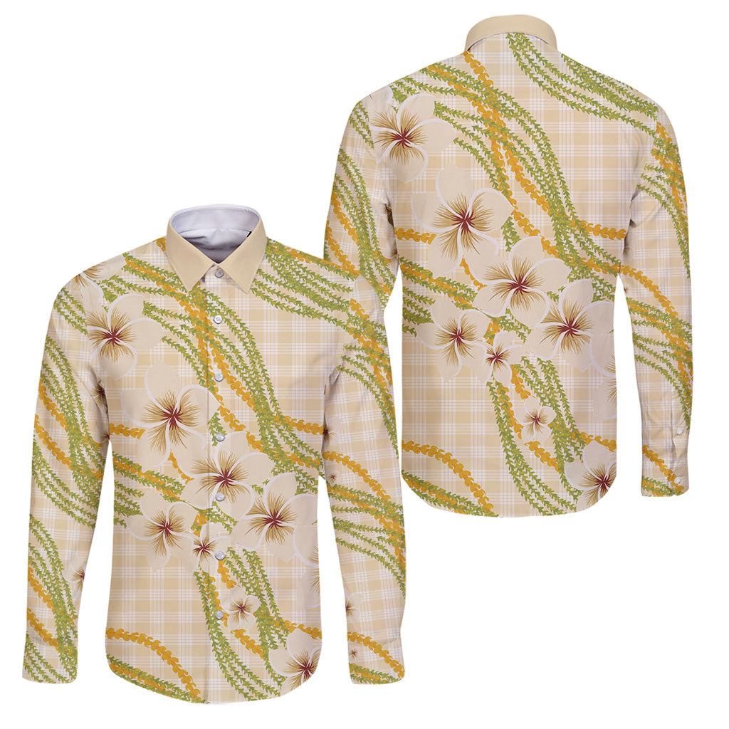 Melemele Ahiahia Hawai'i Palaka Plumeria Family Matching Off Shoulder Maxi Dress and Hawaiian Shirt Puakenikeni and Maile Lei