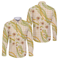Melemele Ahiahia Hawai'i Palaka Plumeria Family Matching Off Shoulder Short Dress and Hawaiian Shirt Puakenikeni and Maile Lei