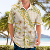 Melemele Ahiahia Hawai'i Palaka Plumeria Hawaiian Shirt Puakenikeni and Maile Lei