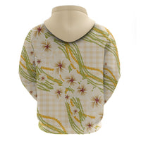 Melemele Ahiahia Hawai'i Palaka Plumeria Hoodie Puakenikeni and Maile Lei