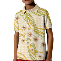 Melemele Ahiahia Hawai'i Palaka Plumeria Kid Polo Shirt Puakenikeni and Maile Lei