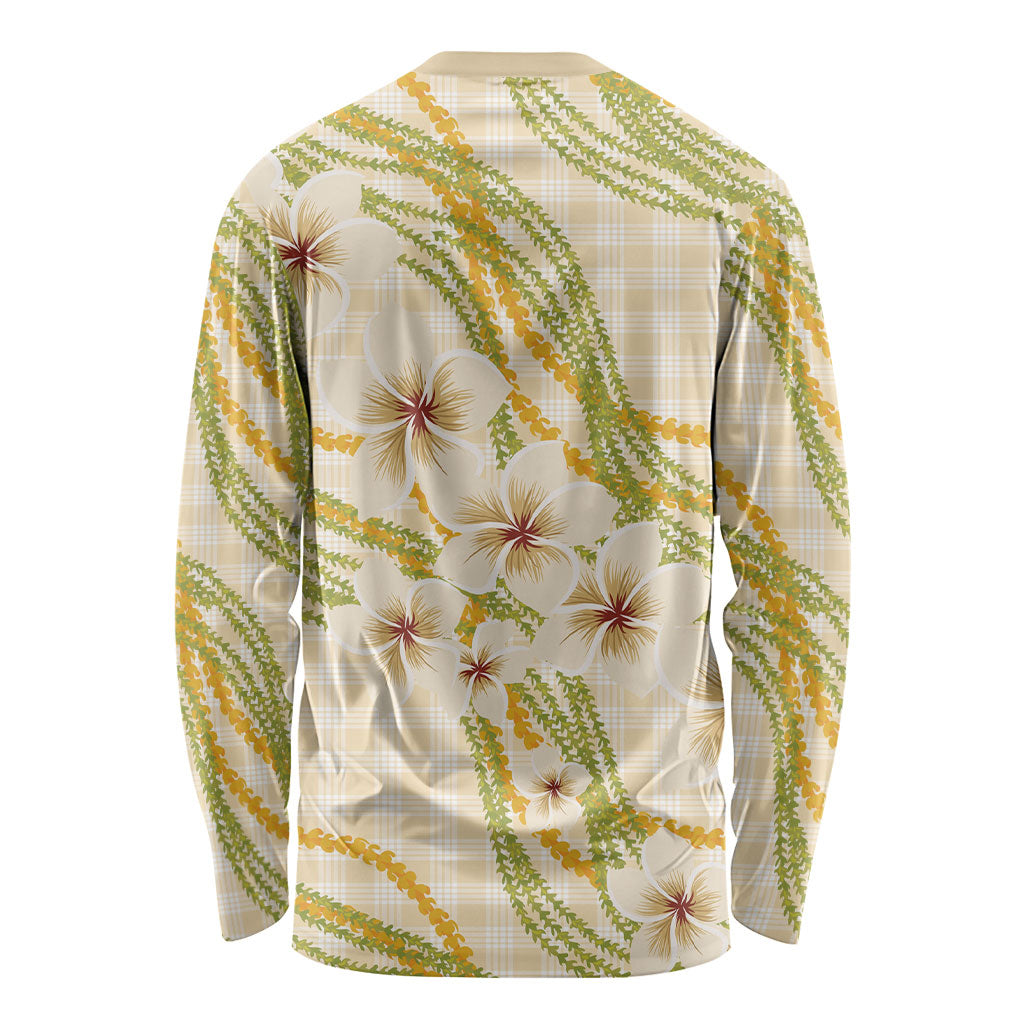 Melemele Ahiahia Hawai'i Palaka Plumeria Long Sleeve Shirt Puakenikeni and Maile Lei