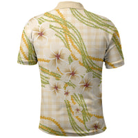 Melemele Ahiahia Hawai'i Palaka Plumeria Polo Shirt Puakenikeni and Maile Lei