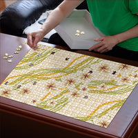 Melemele Ahiahia Hawai'i Palaka Plumeria Puzzle Puakenikeni and Maile Lei