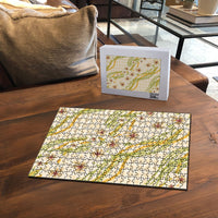 Melemele Ahiahia Hawai'i Palaka Plumeria Puzzle Puakenikeni and Maile Lei