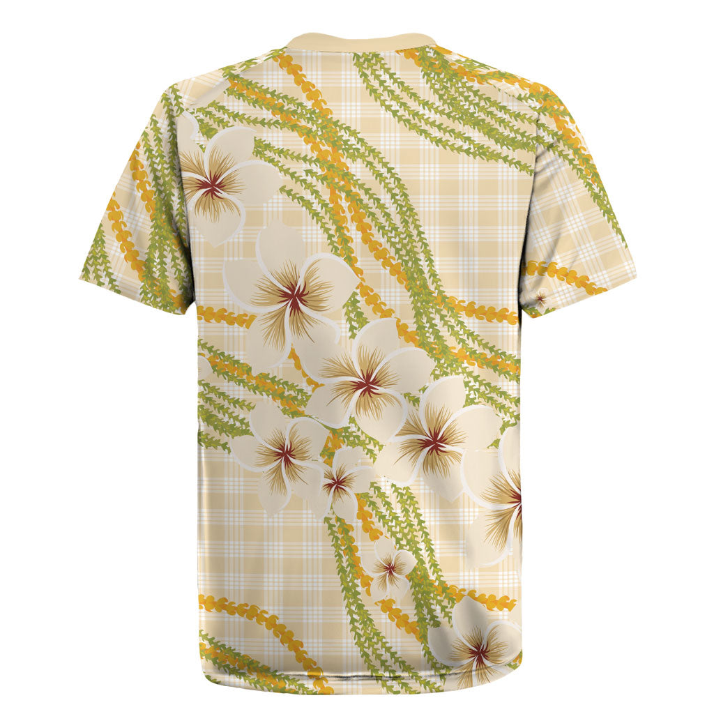 Melemele Ahiahia Hawai'i Palaka Plumeria Rugby Jersey Puakenikeni and Maile Lei