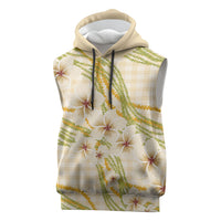 Melemele Ahiahia Hawai'i Palaka Plumeria Sleeveless Hoodie Puakenikeni and Maile Lei