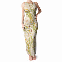 Melemele Ahiahia Hawai'i Palaka Plumeria Tank Maxi Dress Puakenikeni and Maile Lei