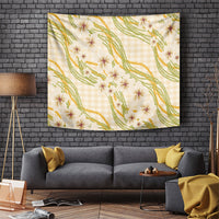 Melemele Ahiahia Hawai'i Palaka Plumeria Tapestry Puakenikeni and Maile Lei