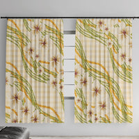 Melemele Ahiahia Hawai'i Palaka Plumeria Window Curtain Puakenikeni and Maile Lei