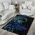 Floral Polynesian Hibiscus Tattoo Area Rug Blue Gradient Style