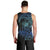 Floral Polynesian Hibiscus Tattoo Men Tank Top Blue Gradient Style