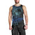 Floral Polynesian Hibiscus Tattoo Men Tank Top Blue Gradient Style