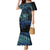 Floral Polynesian Hibiscus Tattoo Mermaid Dress Blue Gradient Style