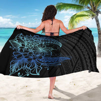 Floral Polynesian Hibiscus Tattoo Sarong Blue Gradient Style