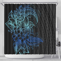 Floral Polynesian Hibiscus Tattoo Shower Curtain Blue Gradient Style LT9 - Polynesian Pride