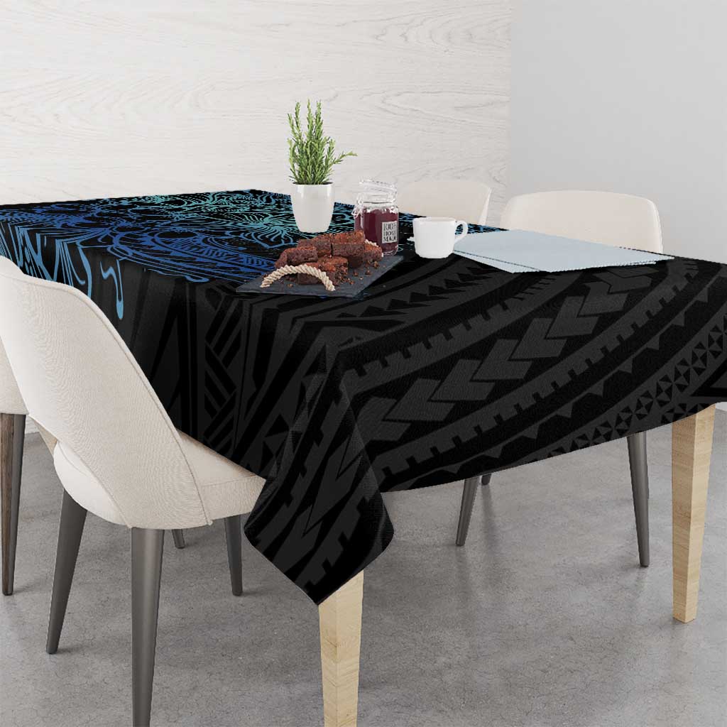 Floral Polynesian Hibiscus Tattoo Tablecloth Blue Gradient Style LT9 - Polynesian Pride
