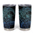 Floral Polynesian Hibiscus Tattoo Tumbler Cup Blue Gradient Style