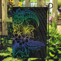 Floral Polynesian Hibiscus Tattoo Garden Flag Green Gradient Style