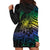 Floral Polynesian Hibiscus Tattoo Hoodie Dress Green Gradient Style