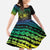 Floral Polynesian Hibiscus Tattoo Kid Short Sleeve Dress Green Gradient Style