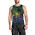 Floral Polynesian Hibiscus Tattoo Men Tank Top Green Gradient Style