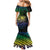 Floral Polynesian Hibiscus Tattoo Mermaid Dress Green Gradient Style