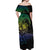 Floral Polynesian Hibiscus Tattoo Off Shoulder Maxi Dress Green Gradient Style