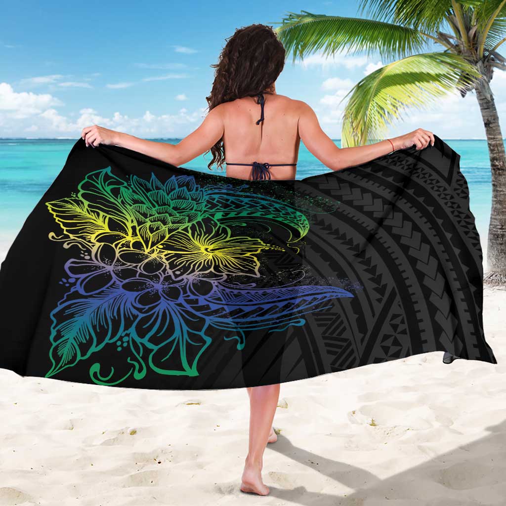 Floral Polynesian Hibiscus Tattoo Sarong Green Gradient Style