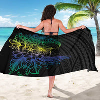 Floral Polynesian Hibiscus Tattoo Sarong Green Gradient Style