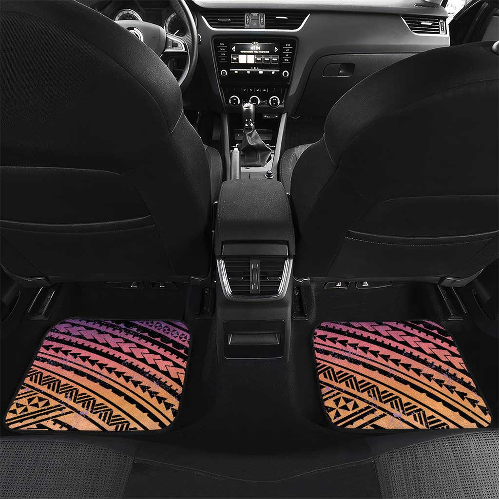 Floral Polynesian Hibiscus Tattoo Car Mats Peach Gradient Style