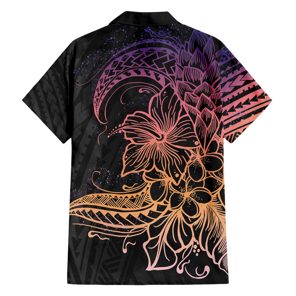 Floral Polynesian Hibiscus Tattoo Family Matching Summer Maxi Dress and Hawaiian Shirt Peach Gradient Style LT9 - Polynesian Pride
