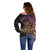 Floral Polynesian Hibiscus Tattoo Off Shoulder Sweater Peach Gradient Style