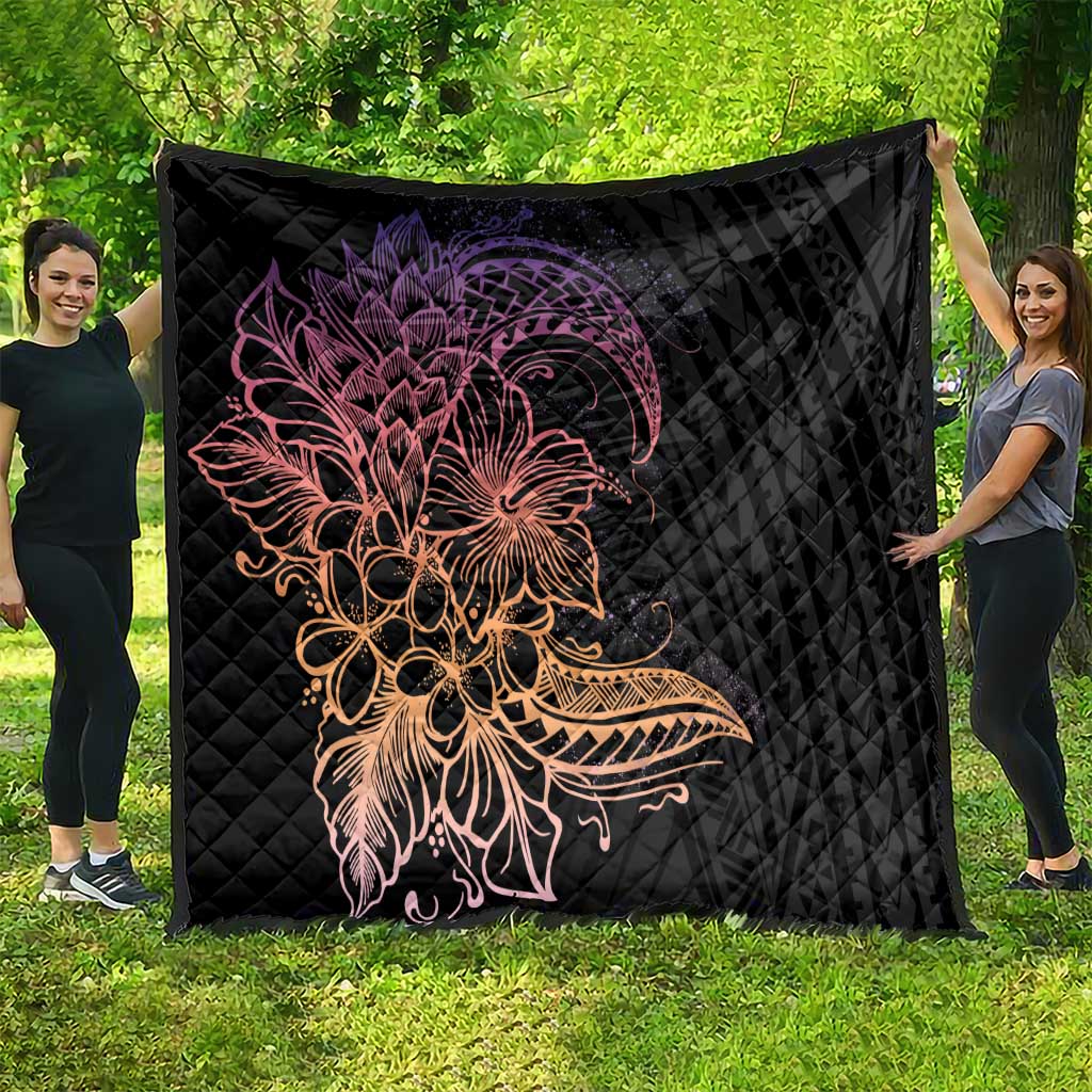 Floral Polynesian Hibiscus Tattoo Quilt Peach Gradient Style LT9 - Polynesian Pride