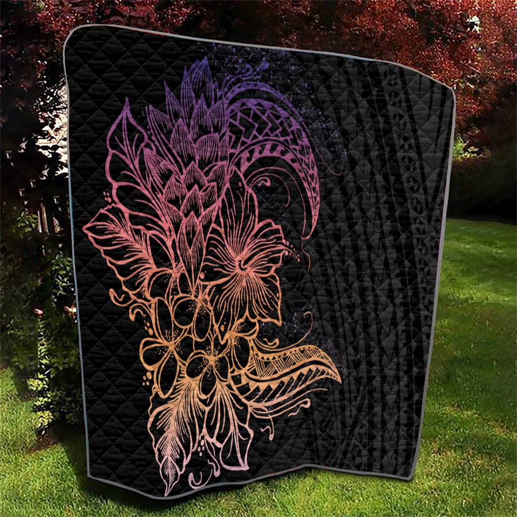 Floral Polynesian Hibiscus Tattoo Quilt Peach Gradient Style LT9 - Polynesian Pride