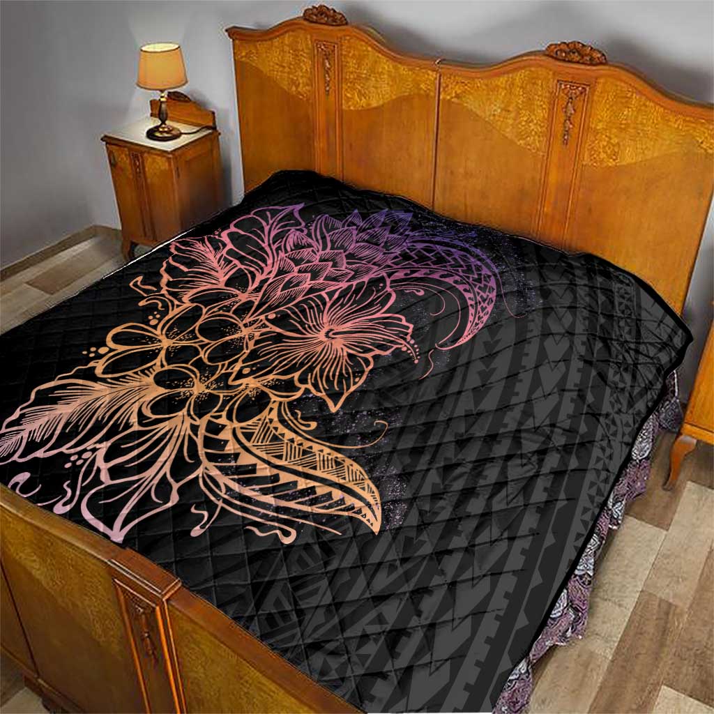 Floral Polynesian Hibiscus Tattoo Quilt Peach Gradient Style LT9 - Polynesian Pride