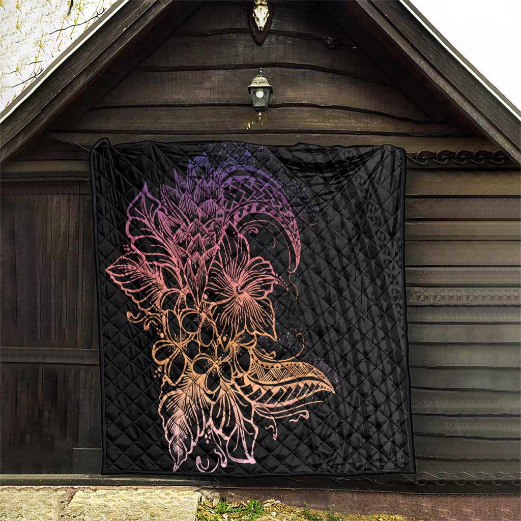 Floral Polynesian Hibiscus Tattoo Quilt Peach Gradient Style LT9 - Polynesian Pride
