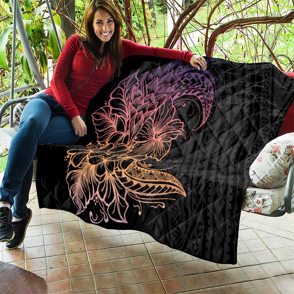 Floral Polynesian Hibiscus Tattoo Quilt Peach Gradient Style LT9 - Polynesian Pride