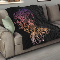 Floral Polynesian Hibiscus Tattoo Quilt Peach Gradient Style LT9 - Polynesian Pride