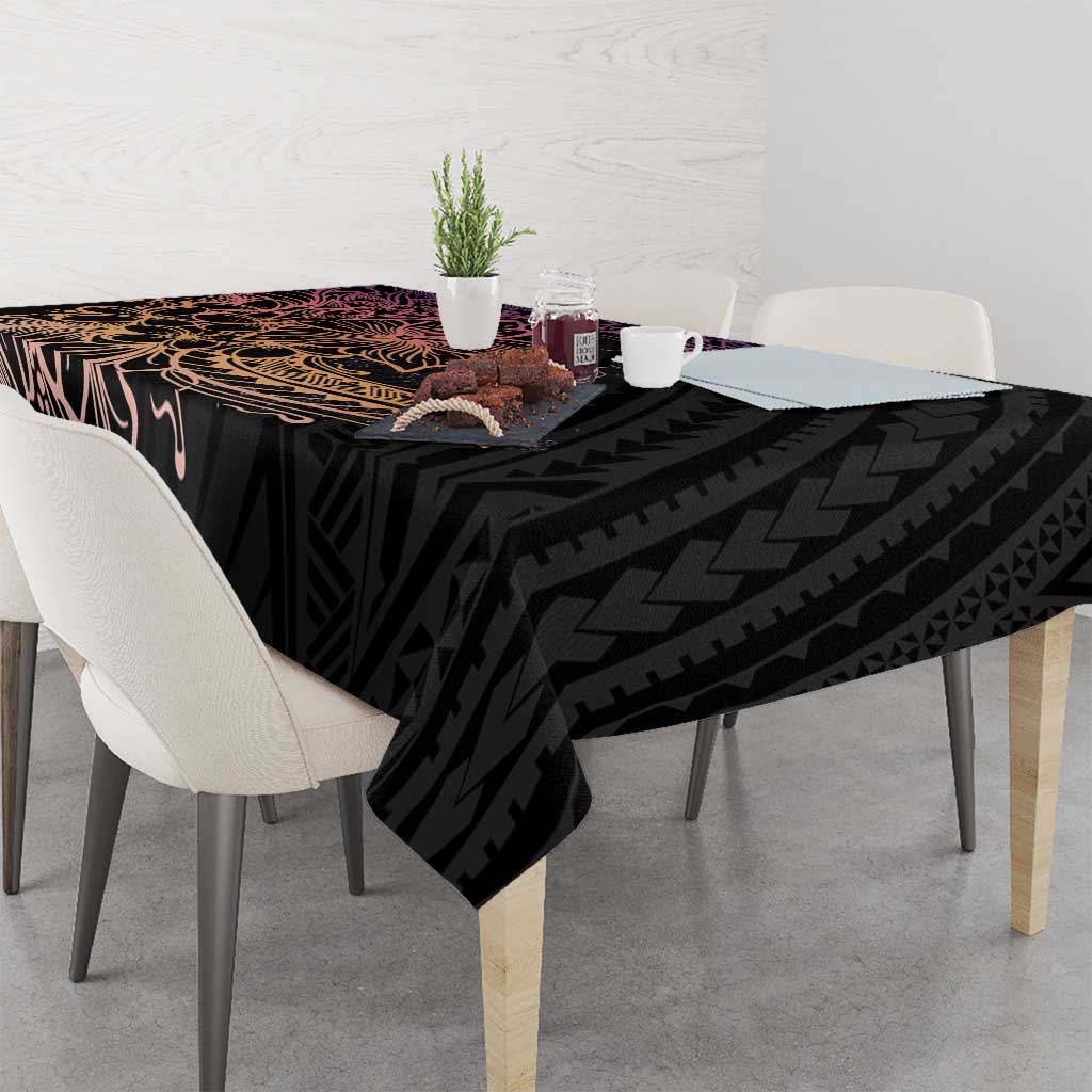 Floral Polynesian Hibiscus Tattoo Tablecloth Peach Gradient Style LT9 - Polynesian Pride