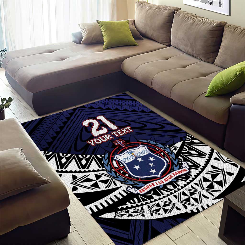 Custom Samoa Rugby Pacific Area Rug Samoan Warrior Tribal Pattern