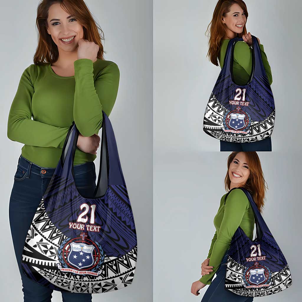 Custom Samoa Rugby Pacific Grocery Bag Samoan Warrior Tribal Pattern