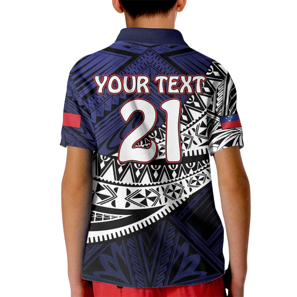 Custom Samoa Rugby Pacific Kid Polo Shirt Samoan Warrior Tribal Pattern