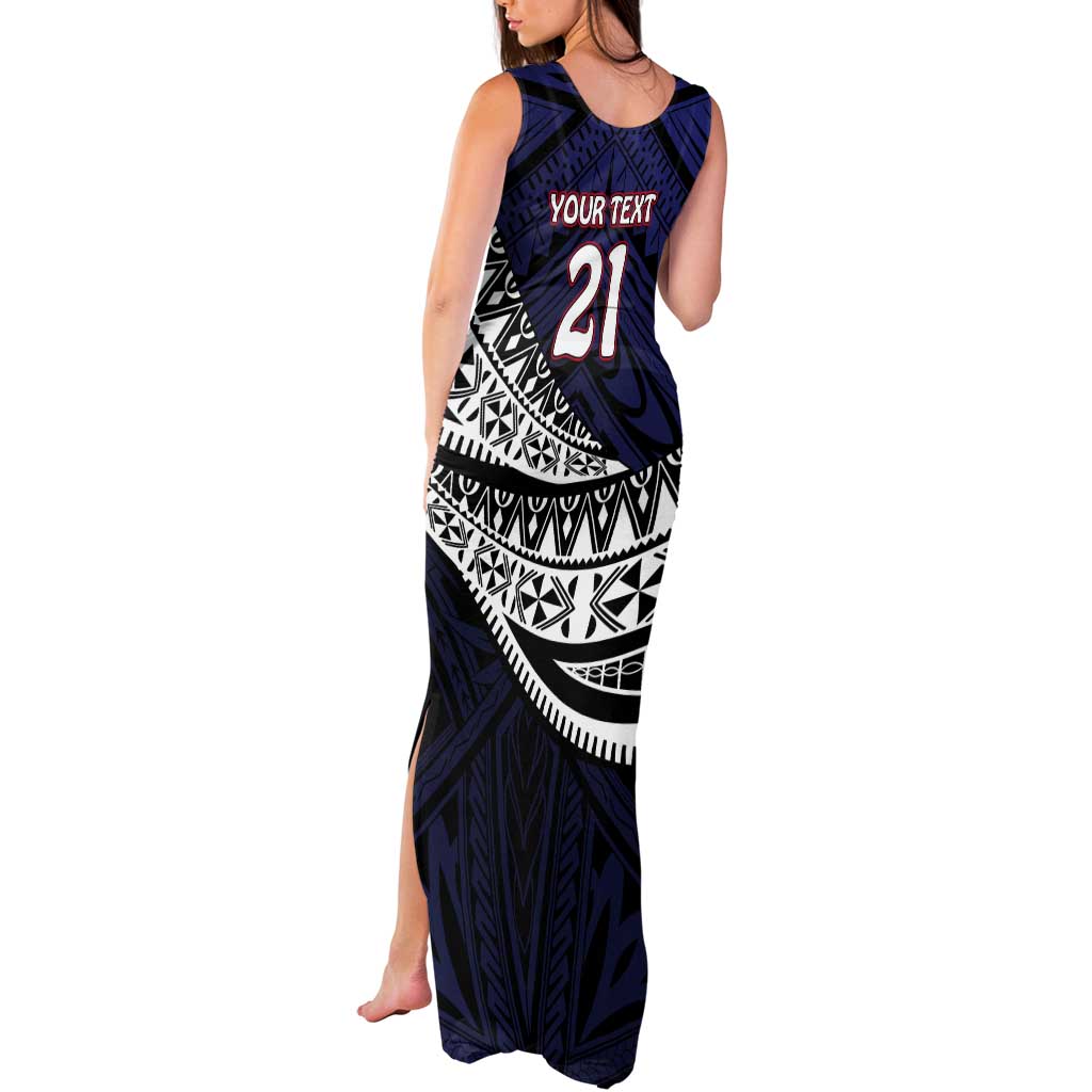 Custom Samoa Rugby Pacific Tank Maxi Dress Samoan Warrior Tribal Pattern